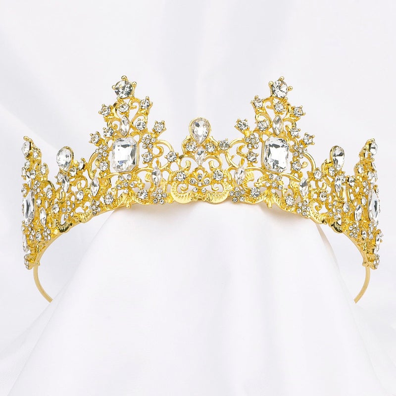 Didder Baroque Gold Crown for Princess, Bride, and Occasions - Tiara for Women, Girls, Wedding, Halloween, Christmas, Prom, Birthday Party - Image 2